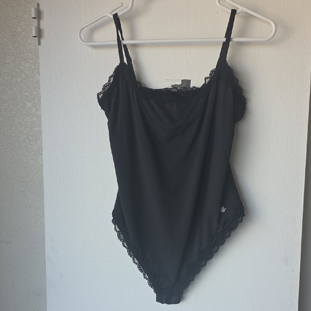 Black Lace Trim Bodysuit